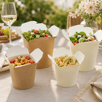 Boîte à emporter en papier kraft écologique et recyclable, micro-ondable, jetable, pour pâtes, nouilles, salades, pliable, impression personnalisée