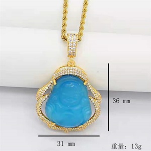 Ready to Ship Hiphop Maitreya Buddha 18k Gold Plated Jade Necklace <b>Iced</b> <b>Out</b> Jewelry - Product Image 6