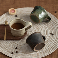 Tasse à café en grès Wabi Sabi faite à la main avec bord irrégulier, compatible micro-ondes, origine Fujian, pour café et restaurant
