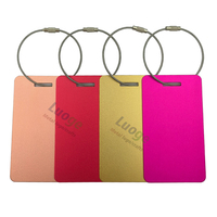 Étiquette de bagage en métal anodisé personnalisée avec gravure laser, échantillons gratuits, étiquette de bagage en aluminium mat pour cadeau d'affaires