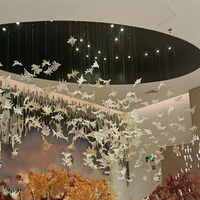 Lustre de restaurant et de hall d'hôtel en verre artistique moderne, design feuille d'érable, sur mesure, non standard