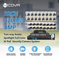 Sistema de Cámaras de Seguridad PoE 4COVR de 32 Canales 4K OEM para Interiores y Exteriores, 8MP, CCTV IP, Detección Facial por IA, Audio Bidireccional, Sirena a Todo Color
