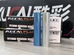 Film pour phares et feux arrière de voiture et de moto avec design laser arc-en-ciel en nid d'abeille à changement de couleur - Product Image 1