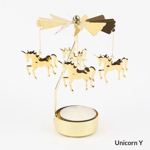 Gold Rotating Carousel Candle Holder Metal Thermal Revolving Windmill Candlestick Creative Wedding Gift Table Decor Ornament - Product Image 5