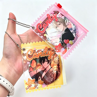 En gros, mini pochette porte-clés transparente en PVC à faire soi-même, motif dessin animé, vierge, pour badges et présentation de marchandises d'anime