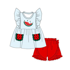 Combinaison sans manches pour bébé et enfant, impression « I love USA », vente en gros, modèle SR4154, ensemble pour fille. - Product Image 2