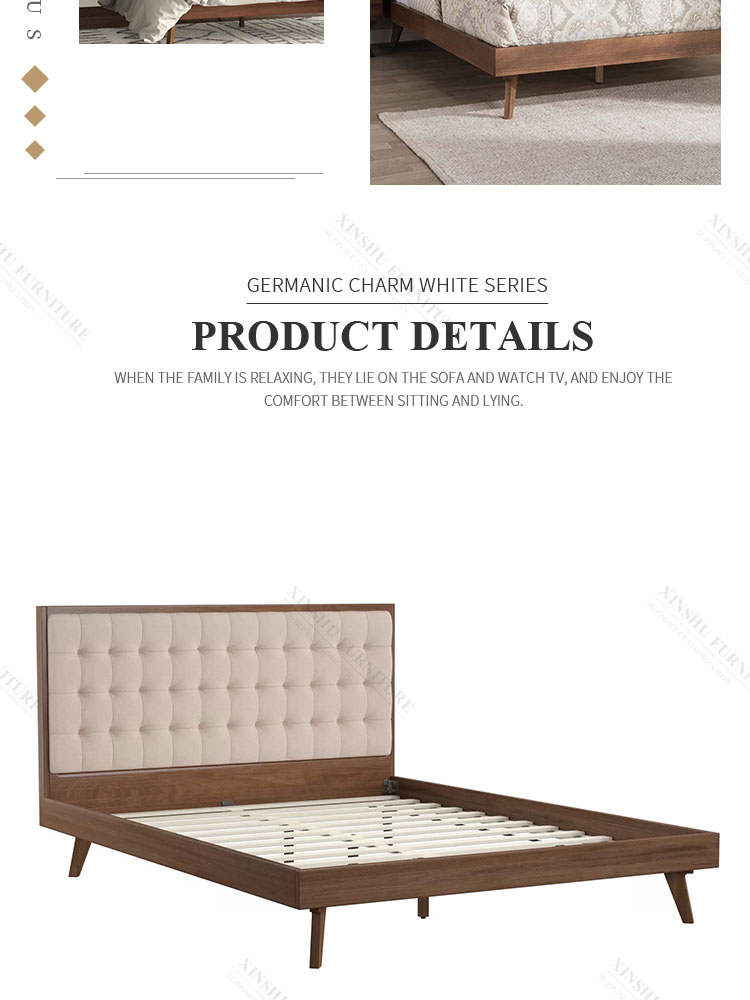 modern simple nordic style 1.8m master bedroom double king bed small family single bed family can customize solid wood bed