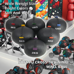 Ballon lesté en cuir souple à code couleur avec poignée, ballon de frappe robuste anti-éclatement pour la gym, le <span class=keywords><strong>CrossFit</strong></span> et l'entraînement du tronc - Product Image 6