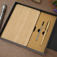 Logo personnalisé A5 Bambou Journal Couleur Hardback Bord Cas Reliure Imprimé Carnet Cadeau Ensemble Boîte avec Stylo