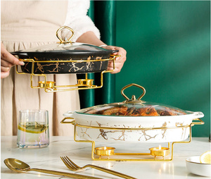 Casserole <span class=keywords><strong>rectangulaire</strong></span> nordique en céramique à double poignée, compatible gaz/induction, avec couvercle, pour la maison, la restauration et le chauffage en hôtel - Product Image 6