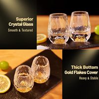 Verre à vin personnalisé de haute qualité avec logo, 15 ml, 45 ml, en verre réutilisable, en forme de diamant, avec paillettes de feuilles d'or 24 carats, pour shots de liqueur