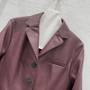 Abrigo de Cuero <span class=keywords><strong>para</strong></span> <span class=keywords><strong>Mujer</strong></span> 2026 con <span class=keywords><strong>Chaqueta</strong></span> Estilo Piloto, Abrigo de Cuero Genuino con Cuello Formal <span class=keywords><strong>para</strong></span> <span class=keywords><strong>Mujer</strong></span> - Product Image 5