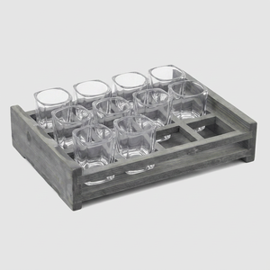 Support Rustique en Bois pour Verres à Shot, Présentoir Rectangulaire à un Niveau pour Vaisselle de Cuisine, Conception Durable - Product Image 1