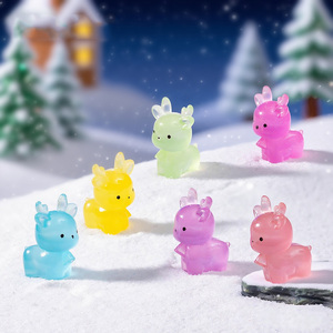 Figurines de cerfs miniatures en résine lumineuses, figurines d'animaux pour jardin, micro-paysage, aquarium, maison de poupées, décoration de Noël - Product Image 2