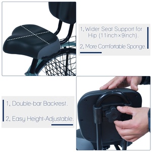 Asiento de bicicleta grande para adulto, sillín con respaldo <span class=keywords><strong>ajustable</strong></span>, triciclo de ciudad - Product Image 5