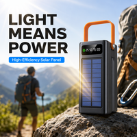Nouvelle batterie externe portable de grande capacité 100000mAh 22.5W à charge rapide avec 4 ports USB Type-C, câble intégré, lampe torche, solaire, pour l'extérieur