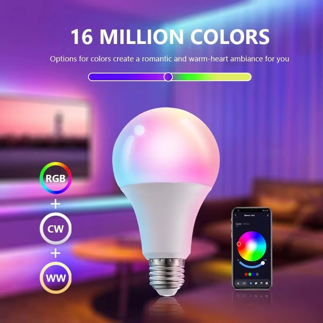 Tuya AC85-265 9w 10w 12w 15w E27/E26/B22 BT App Control Google Assistant Alexa RGB+CW+WW Smart Led Bulb Smart Led Light