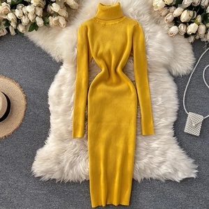 Custom High Quality Lady Designer Fashion Body Con Wholesale One Piece Knit Elegant Long Sleeve Bodycon Fall <strong>Dresses</strong> for Women - Product Image 1