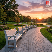 Banc de parc personnalisé en granit blanc sésame G603 avec dossier et accoudoirs - Produits de jardin en pierre pour l'aménagement paysager des jardins publics