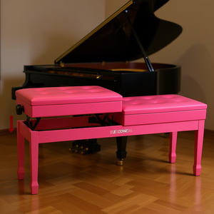 Banco de Piano Duet de 5 Núcleos, Acolchado de 3.5 Pulgadas, de Madera, Altura Ajustable, Color Rosa, con Almacenamiento, Antideslizante, Asiento Doble para Teclado - Product Image 2