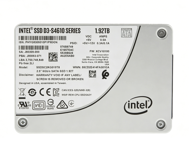 Intel D3-S4510 1.92TB SATA 3 6Gb/s 2.5" Internal SSD - Enterprise Solid State Drive for Server/Storage SSDSC2KG019T801