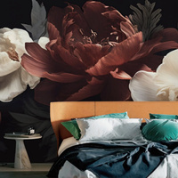 Papier peint 3D vintage à motifs floraux sombres pour la décoration murale du salon et de la chambre à coucher