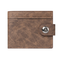 Dompet Pendek Pria Baru dengan Gesper, Desain PU Patchwork Stylish Tanpa Logo, Banyak Slot Kartu, Kantong Koin, Bahan Polyester Chic