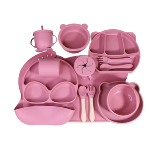 THEONE Kids <strong>Weaning</strong> Products Elephant Shape BENDABLE Silicone Nordic Baby Feeding Set Plate Bowl <strong>Spoon</strong> Fork for Newborn - Product Image 1