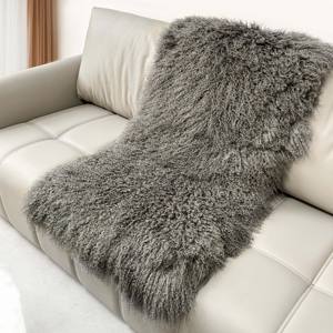 Tapis en fourrure de mouton de Mongolie à poils longs bouclés, tapis de luxe en peau de mouton, tapis moelleux pour la <span class=keywords><strong>d</strong></span>écoration de la maison - Product Image 1