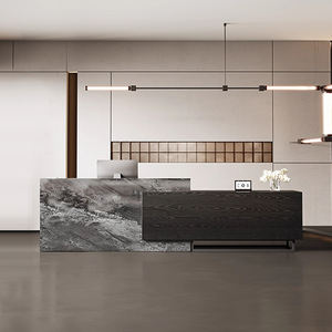 Escritorio de recepción de madera minimalista moderno personalizado 2025 para hoteles empresa recepción cajero Bar Mesa vestíbulo Bar Mesa - Product Image 6