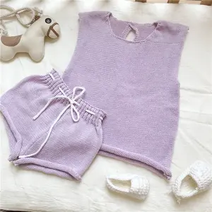 Custom Baby Girls Boys Sweaters Solid Color Pullover Unisex Kids Sleeveless Vest Knitting pattern