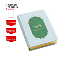 Bible personnalisée avec logo UV, couverture rigide en cuir PU marron, impression couleur intégrale, prix compétitif