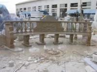 Bancs de jardin en marbre beige pour extérieur, sculpture à la main en pierre naturelle, statues décoratives, longs