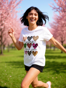 T-shirt con stampa a cuore per San Valentino, da donna, a maniche corte, girocollo, casual, in jersey di cotone 100%, moda primavera estate - Product Image 2