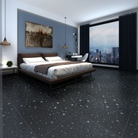 Carrelage de sol intérieur moderne et minimaliste en céramique terrazzo Stardust, bleu moucheté, antidérapant, finition mate, 600x600mm, style brique antique pour
