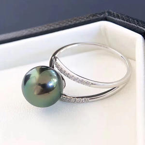 Support de bague en argent S925, accessoires DIY pour perles, perles rondes simples de 9 à 13 mm, bijoux en argent 10443 - Product Image 3