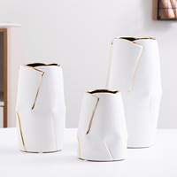 Vase de table en céramique électro-plaquée de luxe nordique de style rock oriental, pot de fleurs hydroponique, décoration de salon
