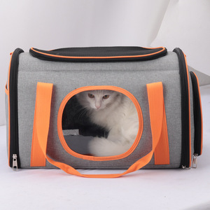 Pet <b>Carrier</b> <b>Soft</b>-Sided Polyester Orange Color Transparent Window Large Capacity Portable For <b>Cats</b> Dog Travel Bag - Product Image 5
