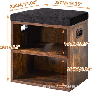 Modern minimalist wooden <b>shoe</b> bench for home use, integrating <b>shoe</b> <b>storage</b> and multi-functionality. - Product Image 4