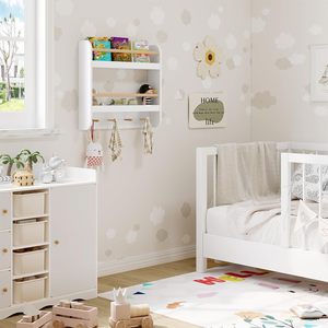 Kids Bookshelf <strong>Wall</strong> Mounted, Shelving <strong>Unit</strong> 2-Tier, <strong>White</strong> <strong>Shelves</strong> for <strong>Wall</strong> - Product Image 6