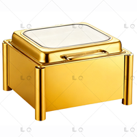 Chauffe-Plat Buffet Moderne de Luxe en Acier Inoxydable, Chauffage Électrique/Gaz, 9L, avec Couvercle Rabattable