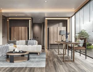 Escritorios de trabajo personalizables para habitaciones de huéspedes de hotel, soluciones de muebles ergonómicos de tela para alojamiento de viajeros de negocios - Product Image 4