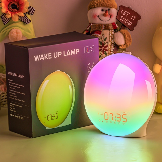White Noise Atmosphere Light Electronic Alarm Clock Cross-Border Popular Sunrise Wake-Up Simulation Colorful Smart Table Clocks