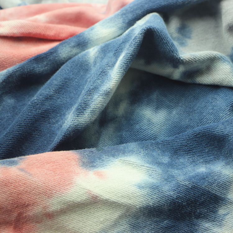 custom design elasticity 100 cotton Knit Tie Dyed french terry Fabric for Hoodie