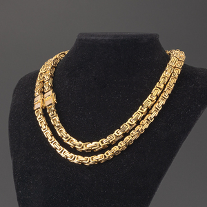 Collar de Cadena Bizantina Gruesa de Acero Inoxidable Chapado en Oro de 6MM 7MM con Cierre Iced Out Estilo Hip Hop - Product Image 5