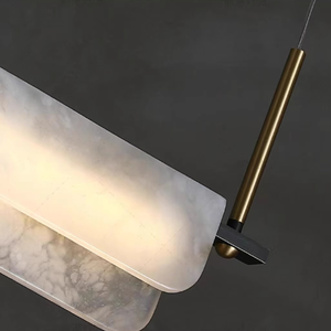 Lampada a Sospensione Lineare di Lusso in Alabastro dal Design Moderno e Minimalista Lampadario in Rame per Isola Bar Sala da Tè Sala da Pranzo Lampada da Soffitto - Product Image 4