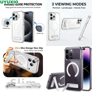 Étui de téléphone magnétique tendance pour <span class=keywords><strong>iPhone</strong></span> 17 16 15 14 13 Pro Max <span class=keywords><strong>12</strong></span> 11 <span class=keywords><strong>12</strong></span> Mini avec dos transparent et cadre antidérapant - Product Image 1