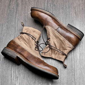 Botas de hombre de cuero y gamuza con cordones impermeables, diseño retro, hechas a medida para venta al por mayor, botas chukka para hombre - Product Image 4