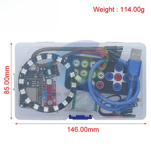 Kit pemula untuk ESP8266 Strip cincin <span class=keywords><strong>LED</strong></span> RGB 24 bit WS2812B suara/musik reaktif, jam Analog, peringatan/deteksi - Product Image 2
