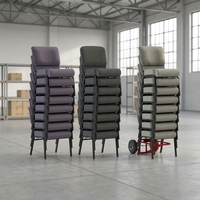 Chaises d'église empilables les plus vendues aux États-Unis, chaises de haute qualité en tissu gris et acier pour auditorium, conférence, hôtel, théâtre